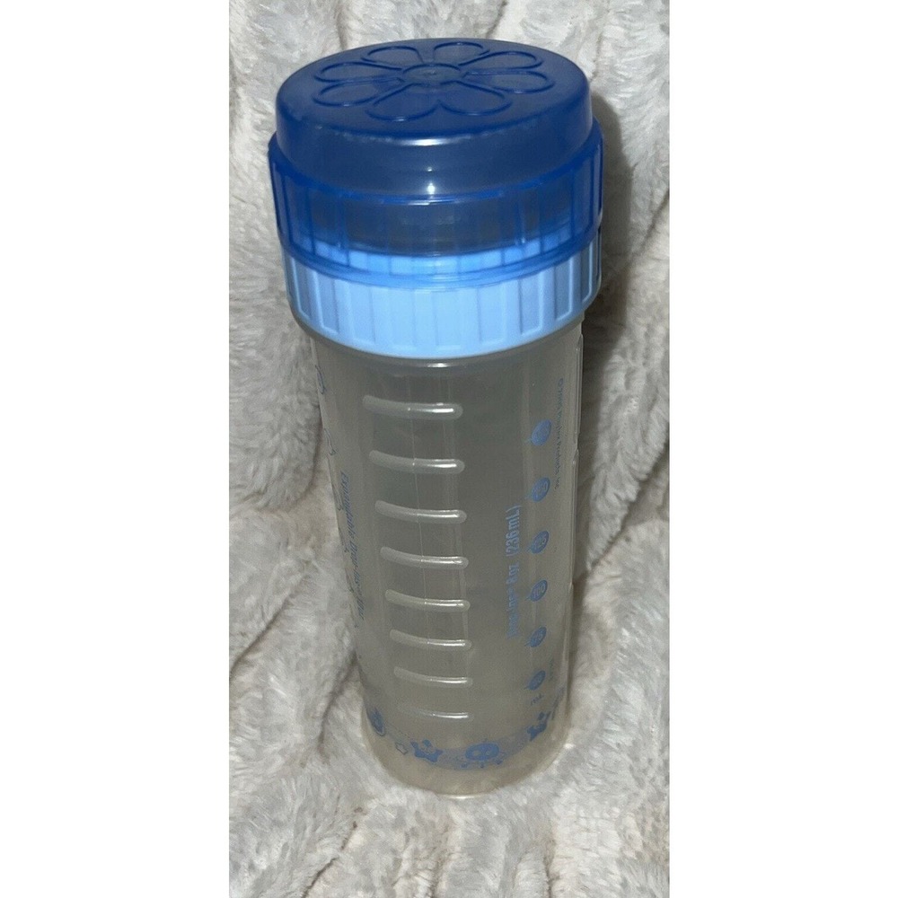 Vintage Playtex Nursery Drop-Ins Bottle Flat Top 8oz‎ Blue 2005 With 2 Nipples